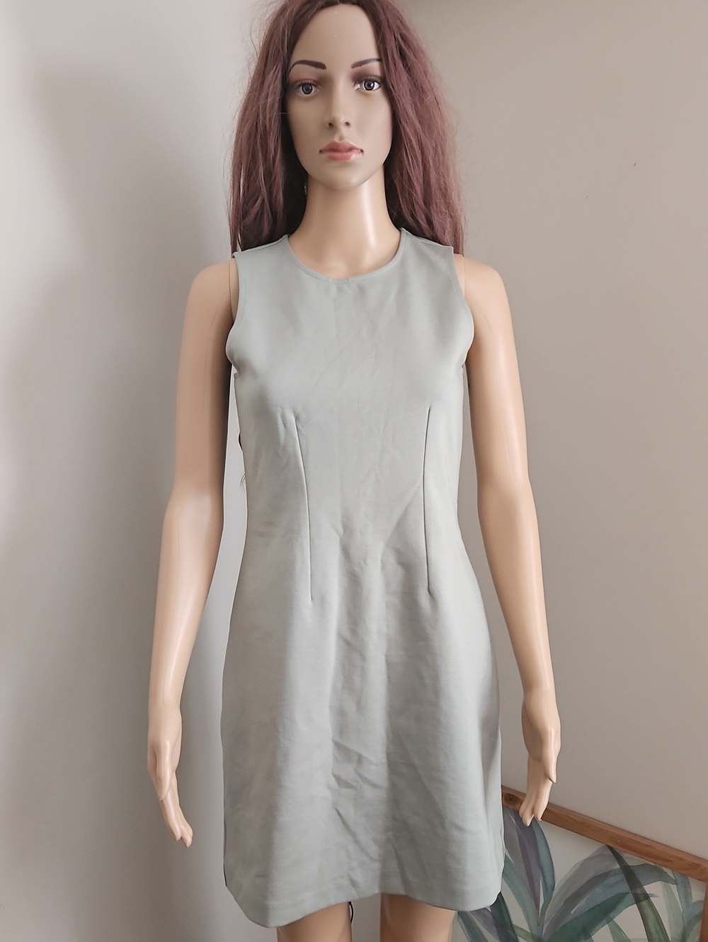 Everlane Sleeveless Shift Dress in Light Sage Green Midi